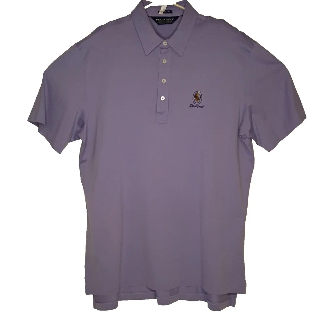 Ralph Lauren Polo Golf Shirt Mens Large Purple Vintage Lisle‎ Performance Casual